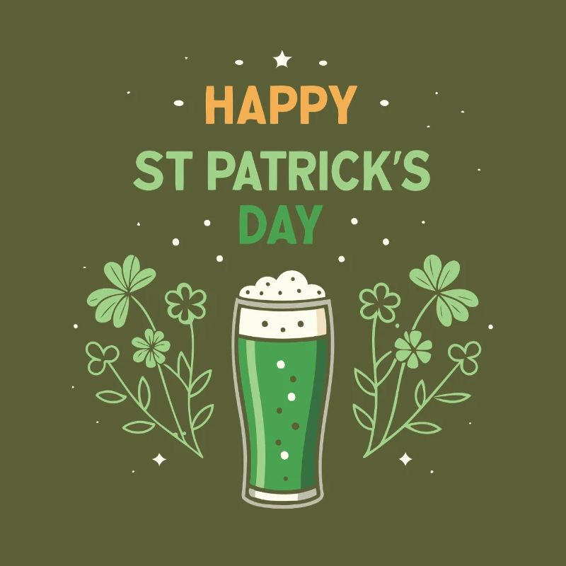 Verre vert et trèfles Saint Patrick