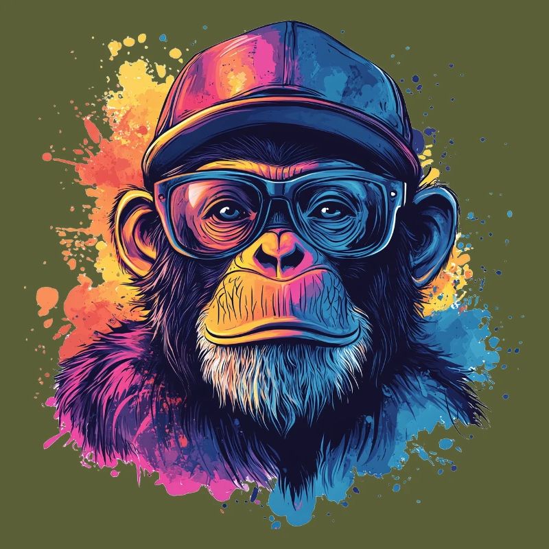 Watercolor Hipster Monkey