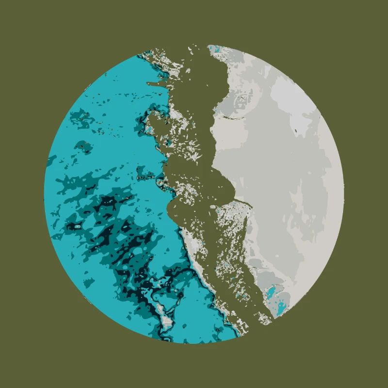 Split Earth Teal Moon