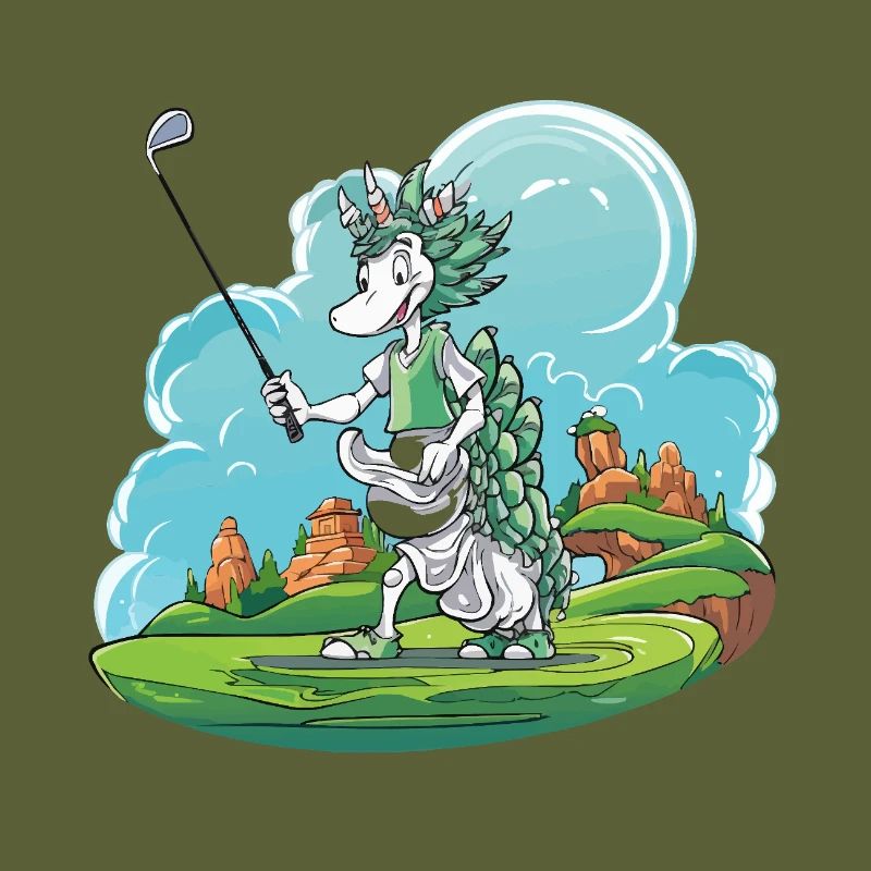 Dragon golfers on green golf course