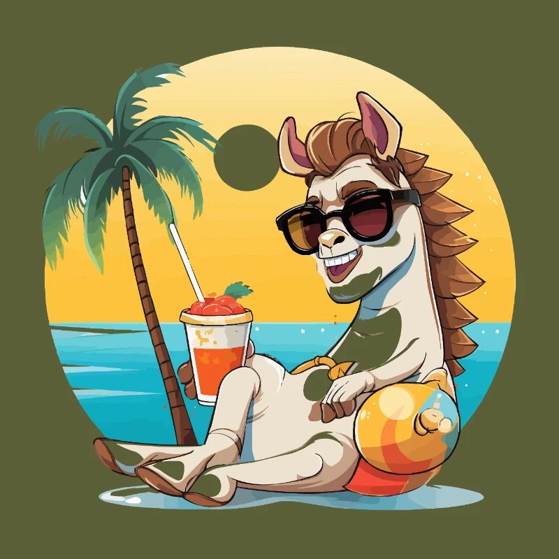 Sunny Beach Llama on Vacation