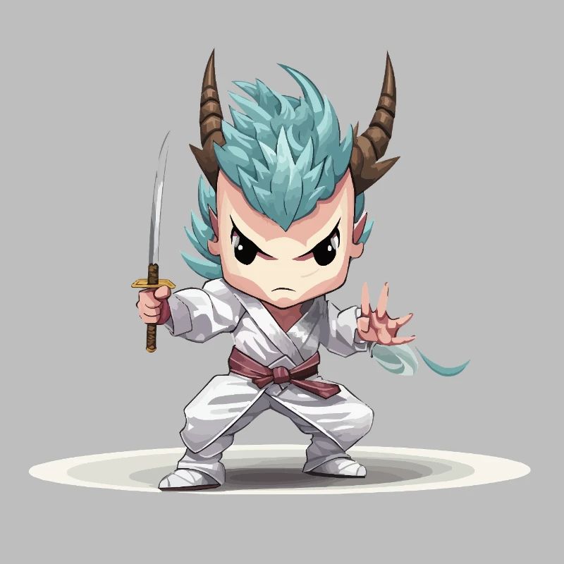 Chibi Warrior with Katana