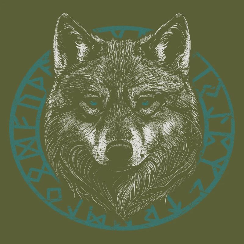 Wikinger Wolf mit Runen