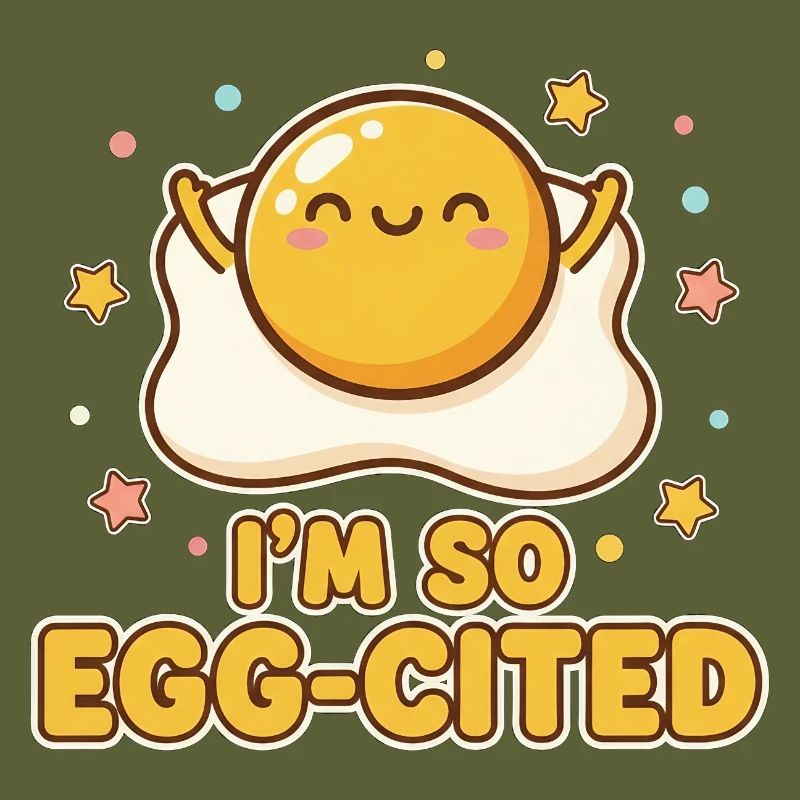 I'm So Egg-cited Kawaii Fried Egg Pun