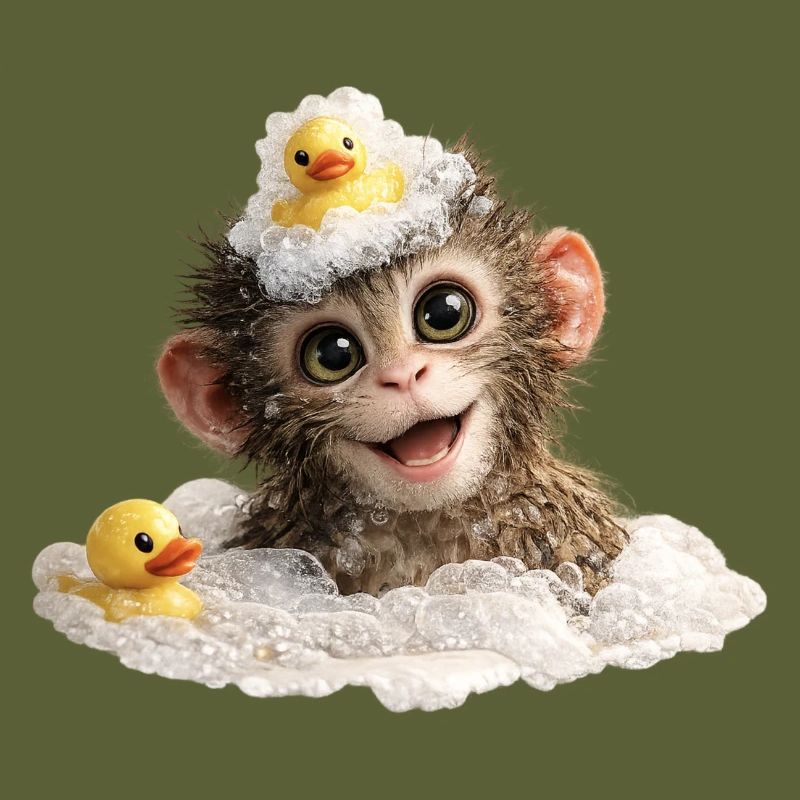 Bathing Time Monkey with Rubber Duck