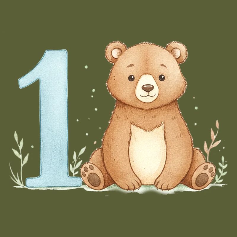 Ours aquarelle avec le numéro 1
