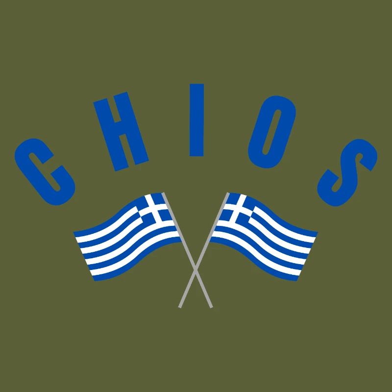 Chios Croisé des drapeaux grecs