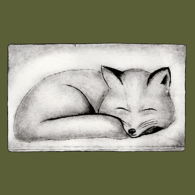 Sleeping Fox - Hand Carved Printable