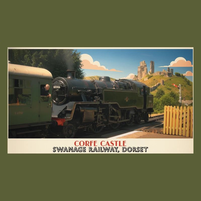 Affiche du train à vapeur du château de Corfe