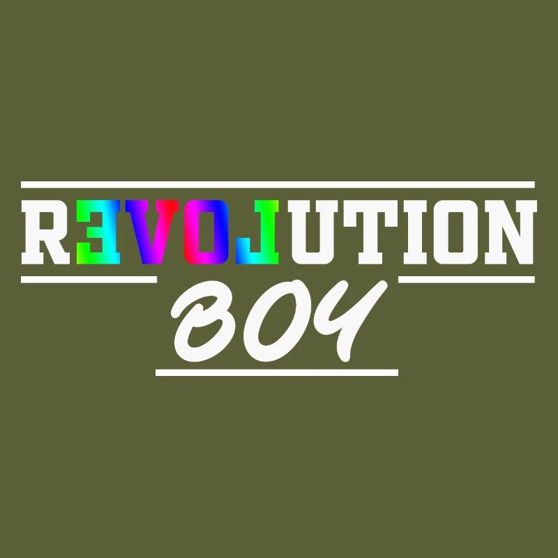 Revolution Boy Rainbow Pride Text Graphic