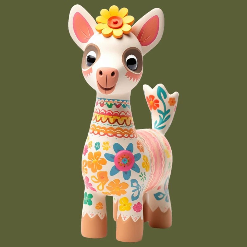 Süßes Lama mit Blümchen Deko