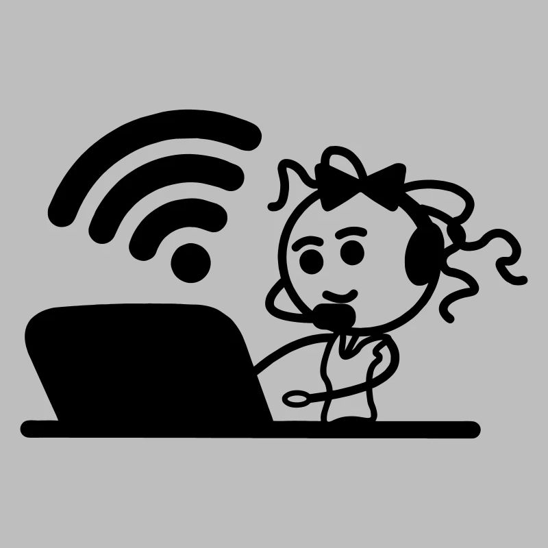 Glückliches Mädchen oder Frau auf Laptop-WLAN