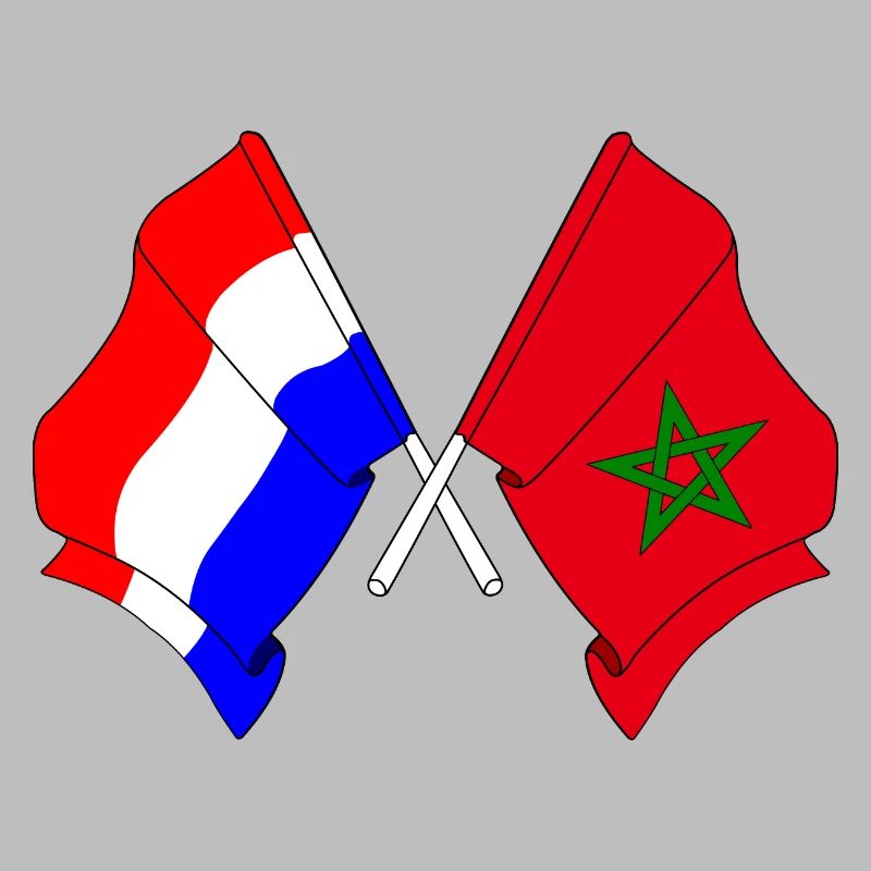Drapeau des Pays-Bas et drapeau du Maroc