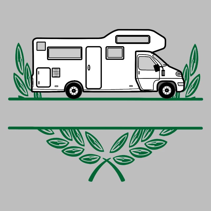 Camper im Kranz mit Platz für Text oder Namen