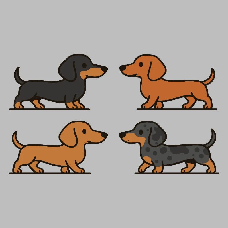 Mignons teckels en variations de couleur