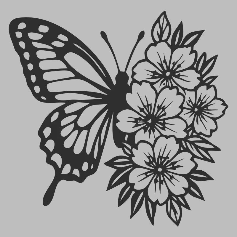 Composition élégante de papillon et de fleurs