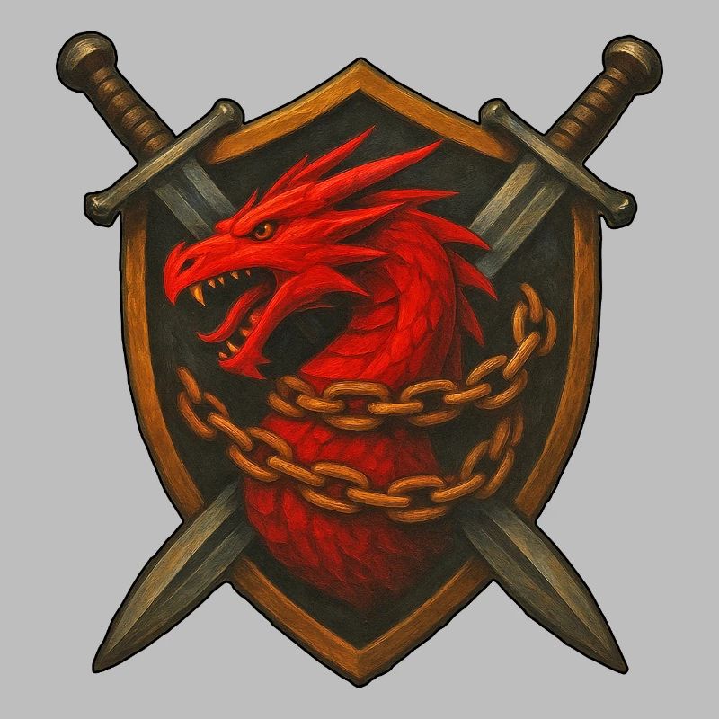 Red Dragon on Shield with Chains