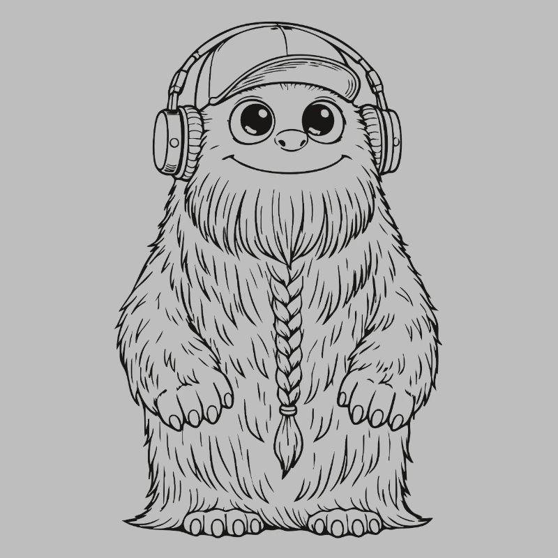 Fluffo avec tresse devant - Fluffonster design noir