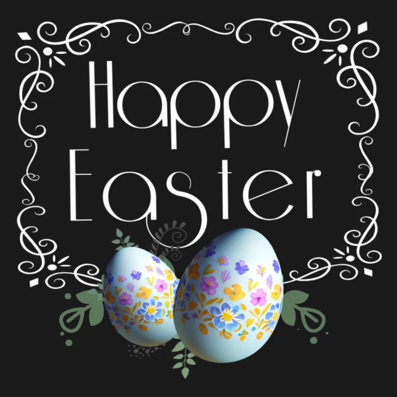 Happy Easter lettering with Easter eggs