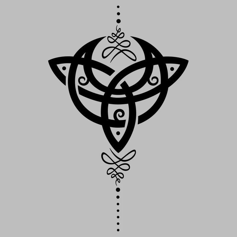 Celtic moon, crescent moon with Trinity symbol.
