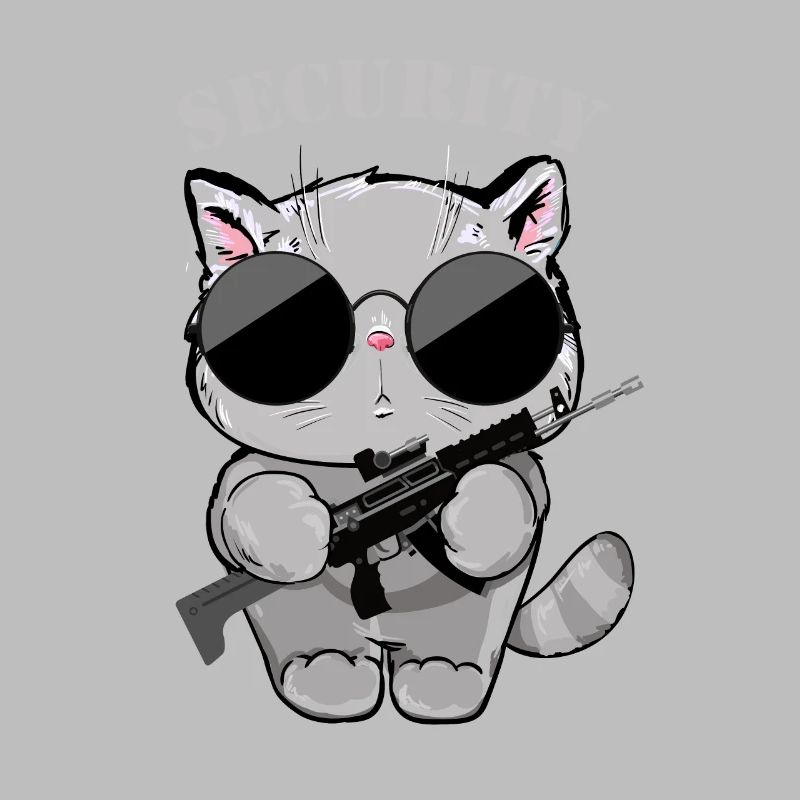 Cat Security Agent with Gun
