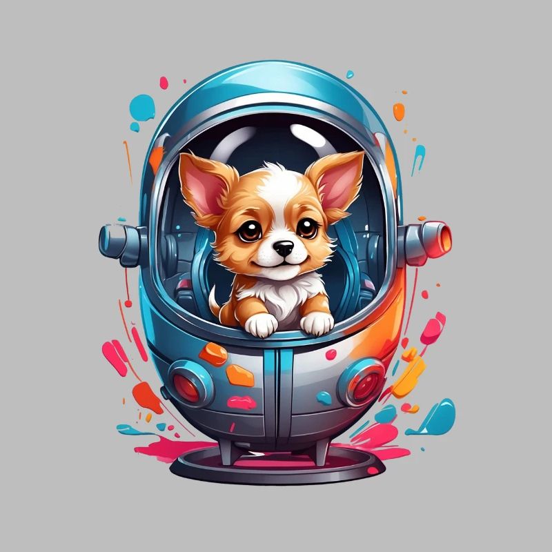 Chiot de l’espace en combinaison spatiale