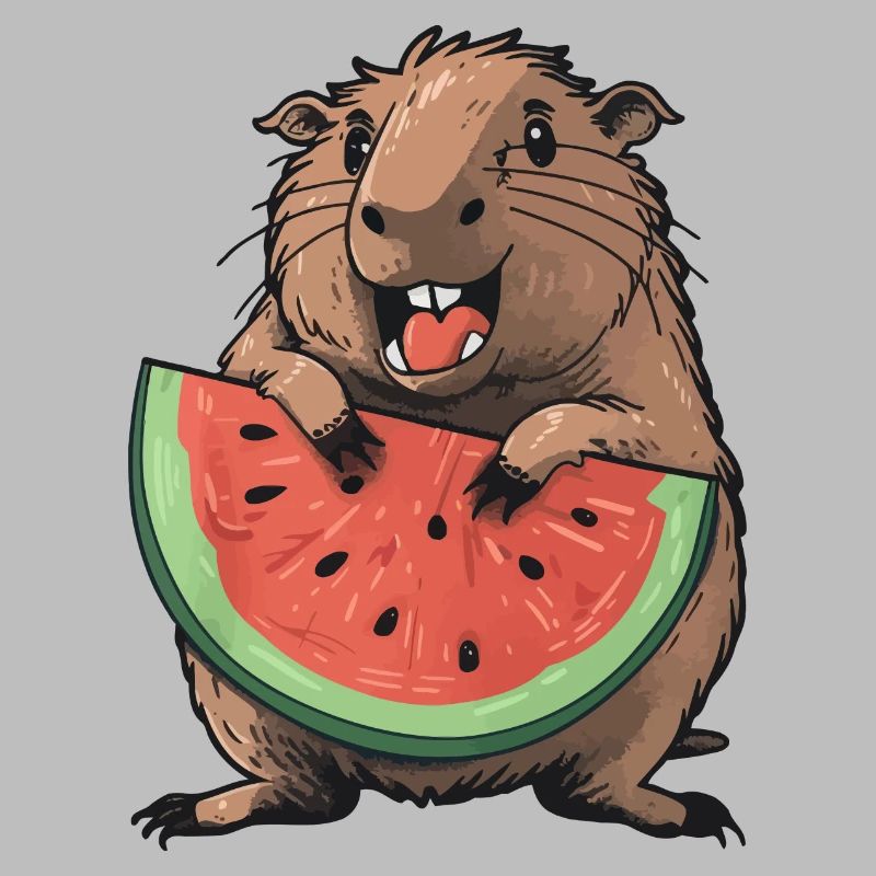 Capybara mangeant de la pastèque