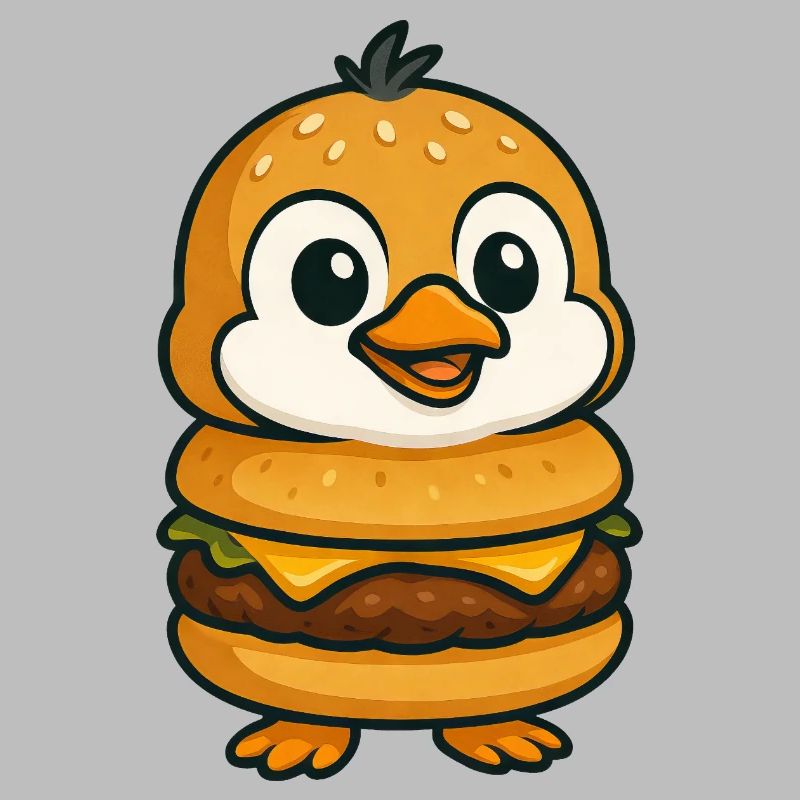 Funny Penguin Burger Cheeseburger Mythical Creature