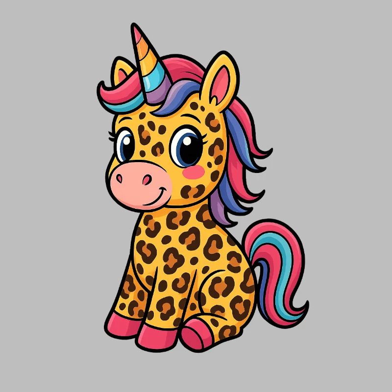 Licorne léopard - Conception de dessin animé mignon