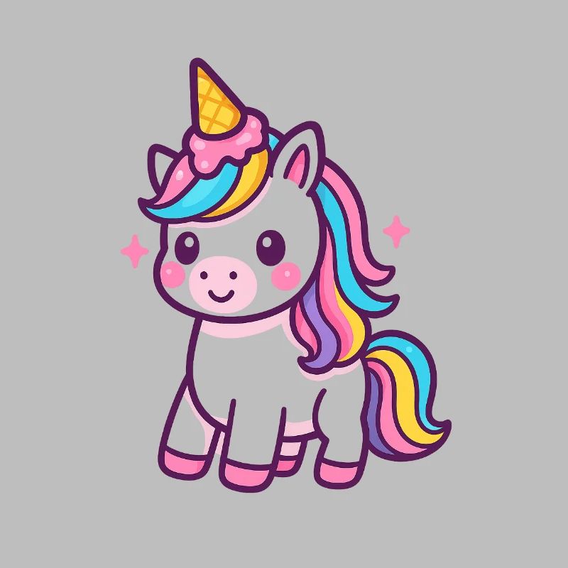 Buntes Einhorn mit Regenbogenmähne