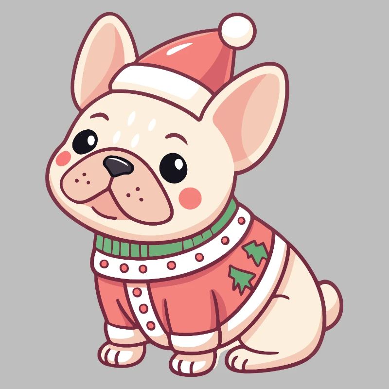 Chiot Noël en pull rouge