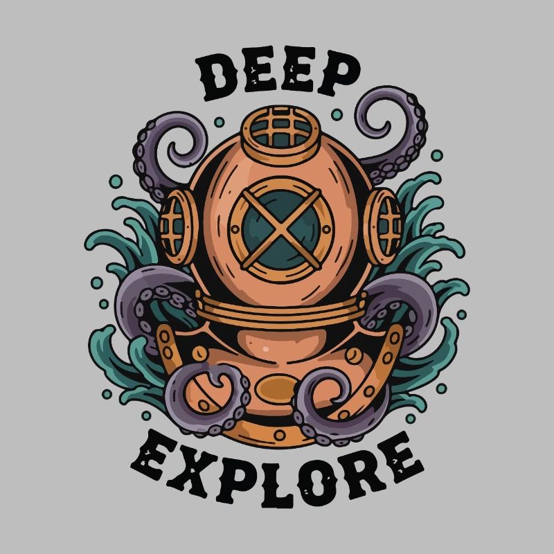 Vintage Diving Bell Deep Explore Octopus