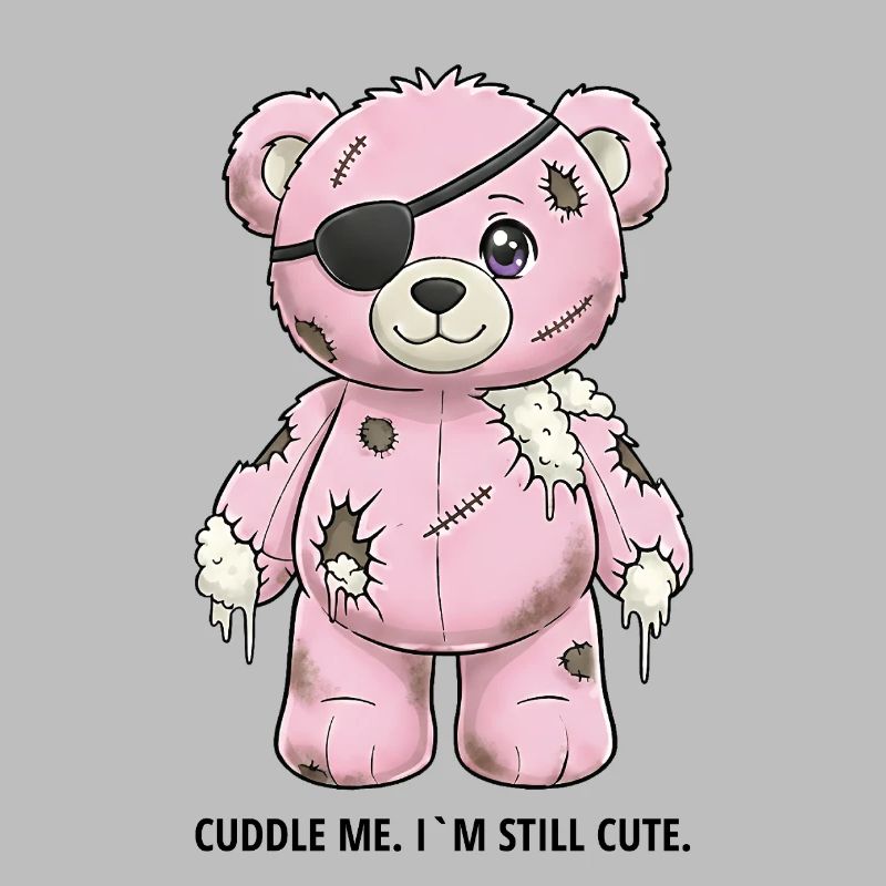Patchwork Pink Teddy Bear with Eye Patch