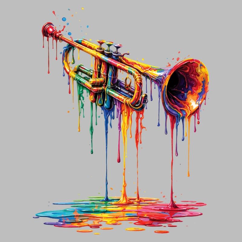 Trompette avec de la peinture qui goutte