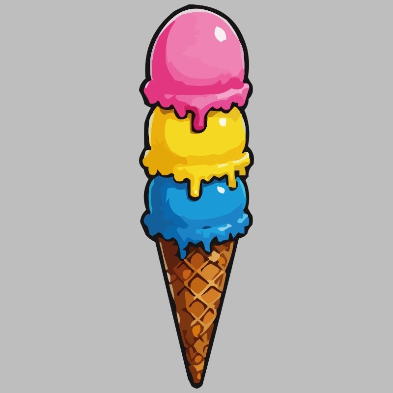 Dreifarbene Eiscreme Pyramide
