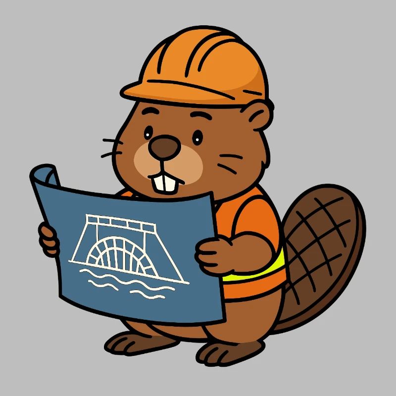 Beaver Construction Worker Bob Master Builder Plan Construction Dam