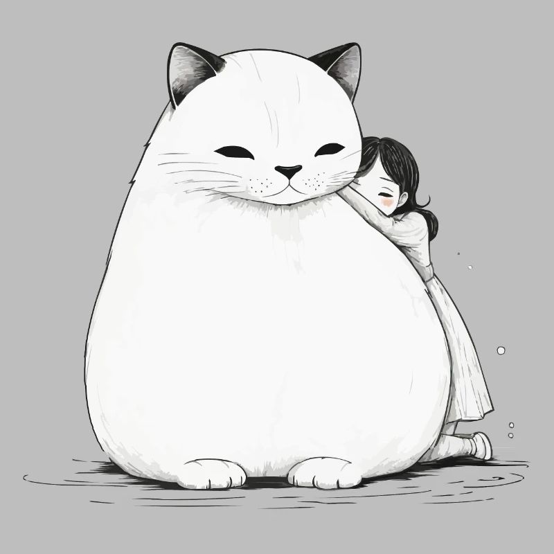 Big cuddle with a cat
