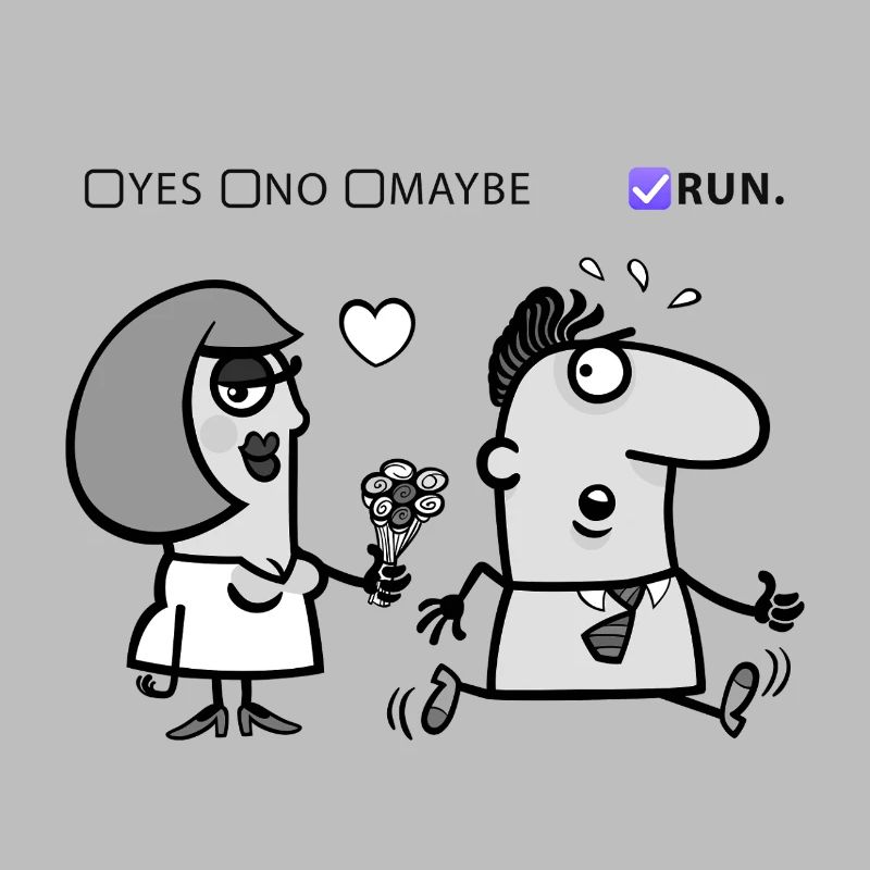 Liebe oder Flucht – Skurriles Humor-Design