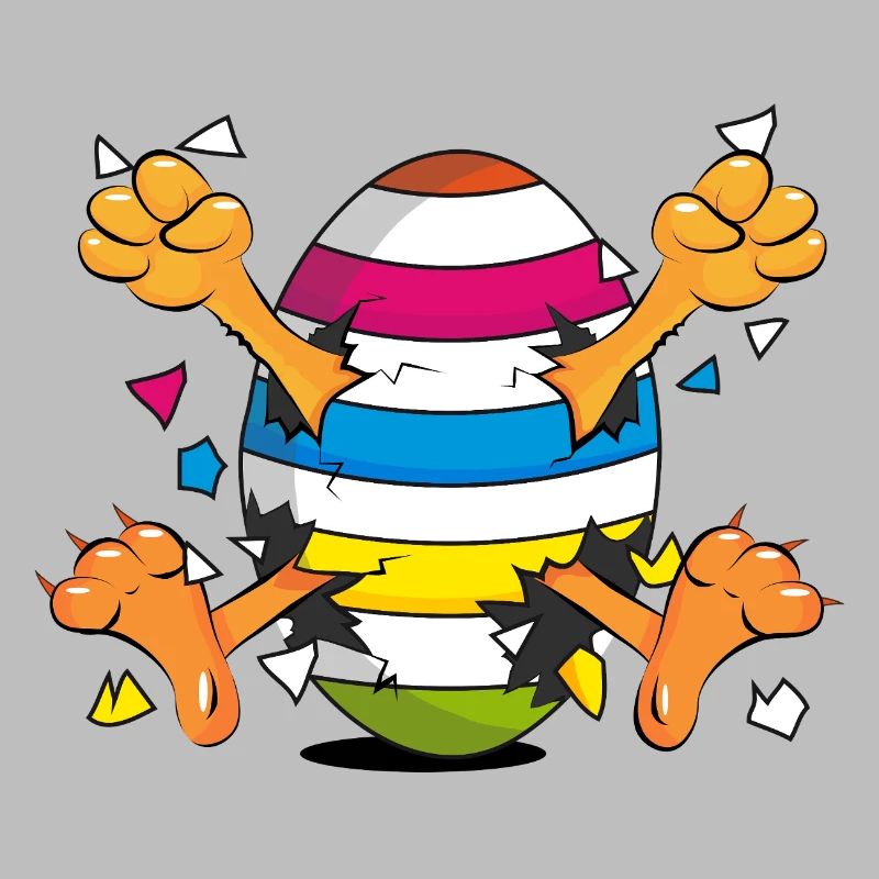 Poussin drôle dans un motif de dessin animé Easter Egg