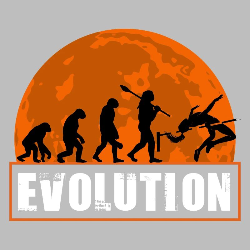 High Jumping Evolution Retro Athlete Silhouette