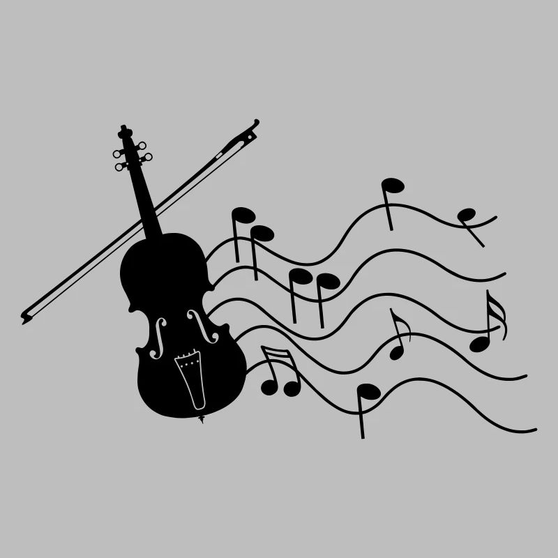 Violin with music notes shadow image,