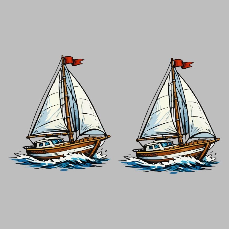 Sailing ships on waves