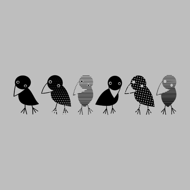Crows at a glance. Cosy crows on a row