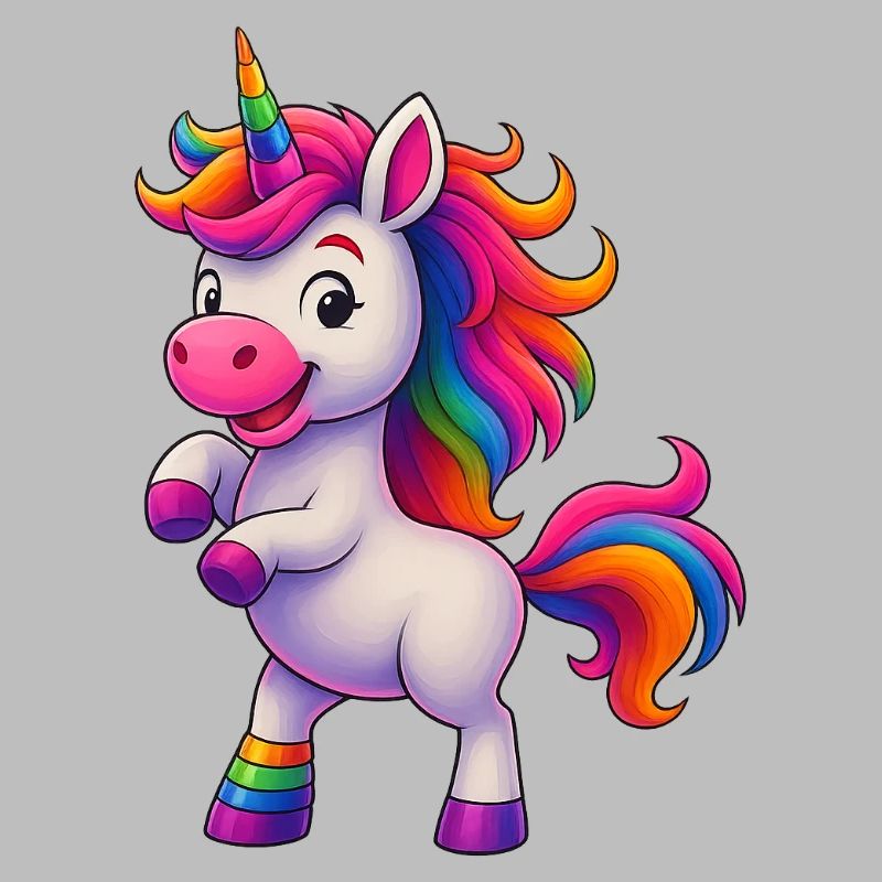Bunter Einhorn mit Regenbogenmähne