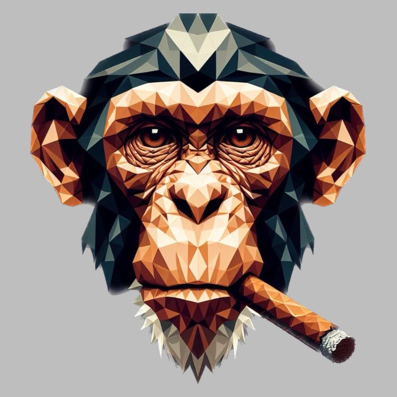 Ein Affe mit Zigarre im Polygon-Stil