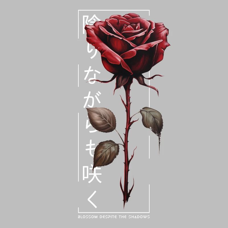 Blossom Despite The Shadow Rose Japanese Script