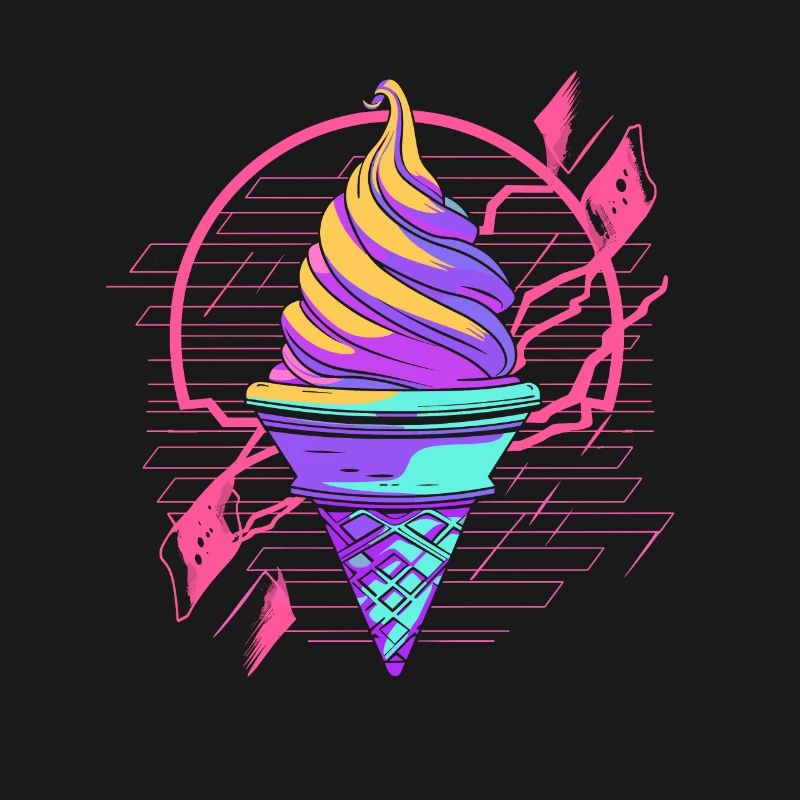 Cornet de crème glacée Synthwave