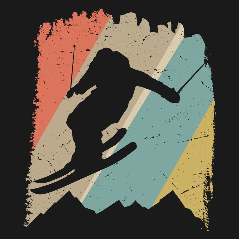Retro Snowboard Silhouette auf Pastellstreifen