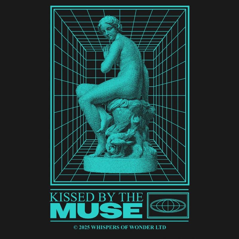 Neon statue in cyberspace