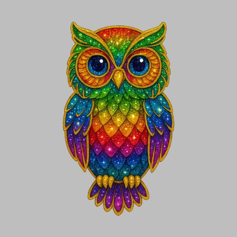 Regenbogen Eulen Glitzerkunst
